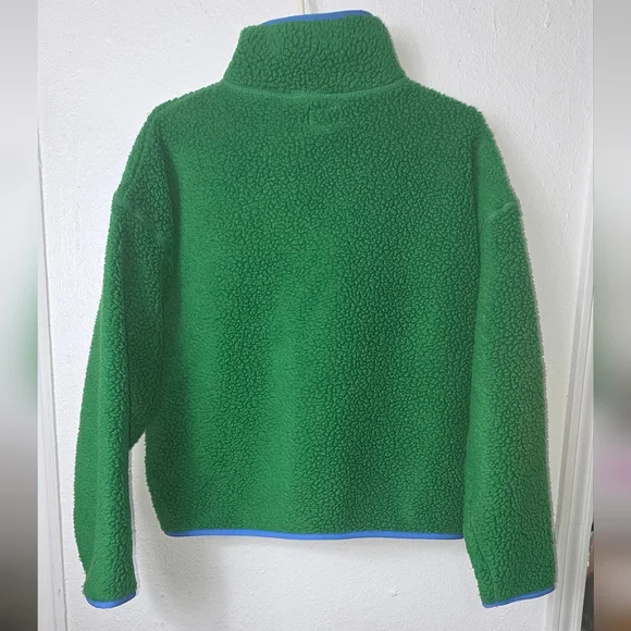 J.Crew Vintage Fleece Pullover Green SMALL - Picture 3 of 4
